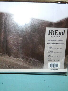 HiEnd Accents Brown Faux Leather Bed skirt Twin